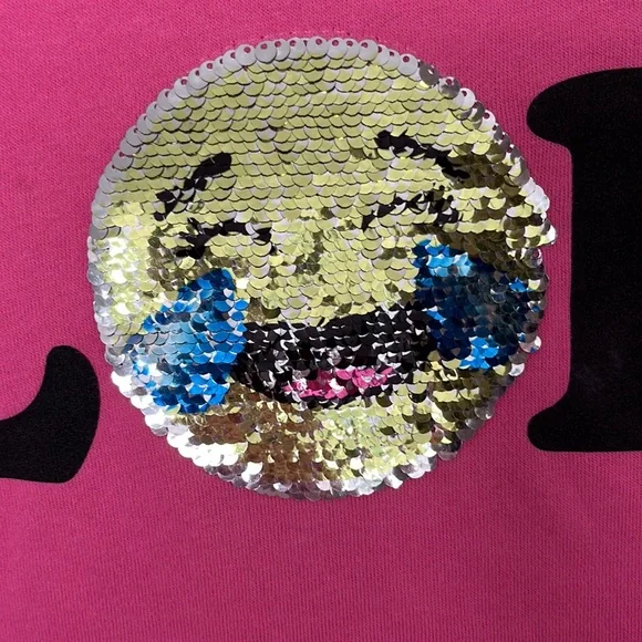 SPARKLY LOL EMOJI REVERSIBLE JUSTICE HOODIE PINK GIRLS SIZE 10 GREAT CONDITION! - Picture 3 of 6